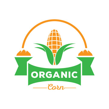 organic corn logo with rock mountain
