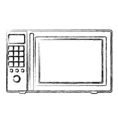 monochrome sketch of oven microwave vector illustration