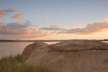 Fototapeta na wymiar Lake Leslie near Warwick, Queensland in the late afternoon.