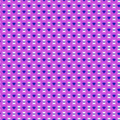 geometric texture. seamless vector pattern. simple background. blue hearts and stars, violet dots