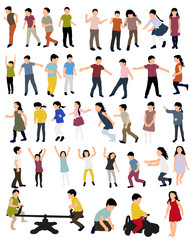 Fototapeta na wymiar Collection of children, colored silhouettes, vector illustration