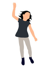 Little girl jumping, color silhouette, vector illustration
