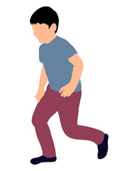 Fototapeta na wymiar Little boy running, joy, color silhouette, vector illustration