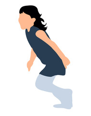 Fototapeta na wymiar Little girl runs, color silhouette, vector illustration