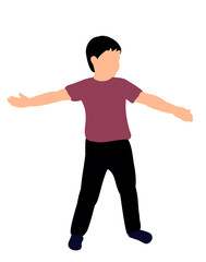 Little boy playing, color silhouette child, vector illustration