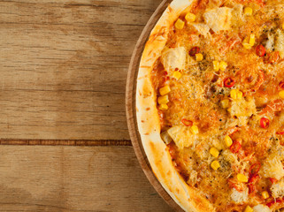 Fresh pizza with cheese