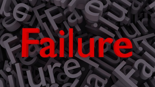 Red word "Failure" on the background of scattered gray words "Failure"