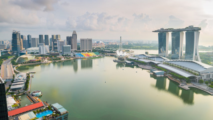 Obraz premium Panorama of Singapore skyline in Singapore city, Singapore