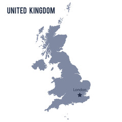 Vector map of United Kingdom isolated on white background.
