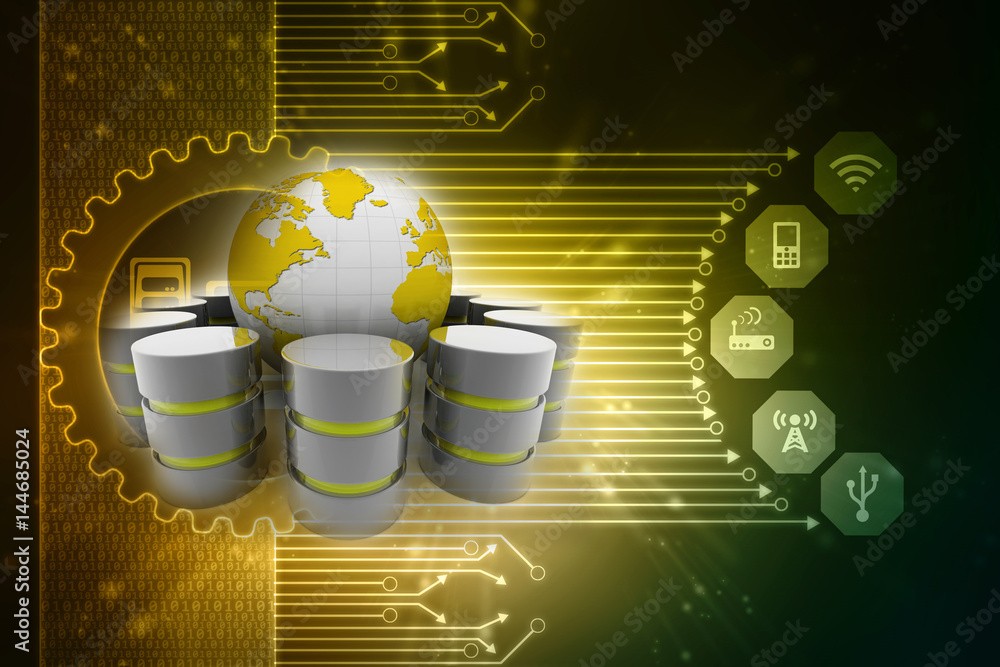 Poster 3d rendering database storage illustration