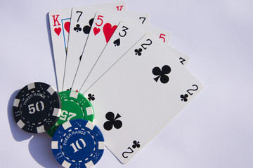 Obraz premium A winning combination of the poker hand.