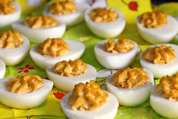 Stuffed eggs traditionally with Easter 