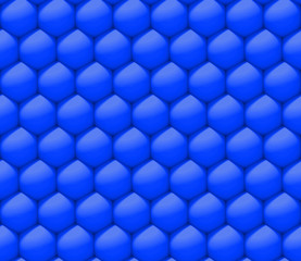 abstract 3d background made of nested spheres in shades of blue in a hexagon pattern
