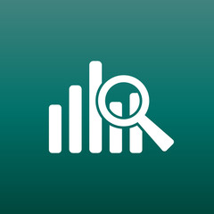 Business graph icon. Chart flat vector illustration on green background.