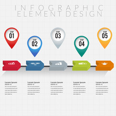 Navigator point arrow infographic.can used for banner,infographic,data,presentation Timeline business,chart, workflow layout,brochure,leaflet ,web design, number options.Vector illustration.