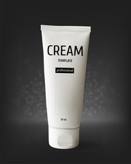 Package design cosmetic products. White realistic tube.