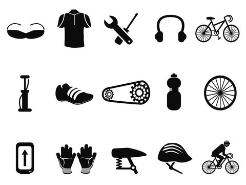 black bicycle icons set