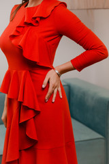 beautiful stylish ruffle dress on an attractive female body. Fashion dresses - ruffle and valance,...