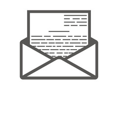 Business icon, management. Simple vector icon of an open envelope with contract inside. Flat style.
