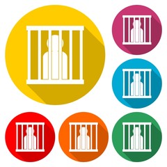 Man silhouette behind bars simple business icon logo