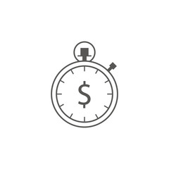 Timer with dollar icon vector. Waiting, Time and Clock concept. Line art icon. Business and management.
