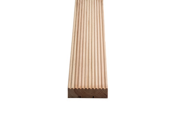 Pine wooden board on white background. Construction boards.