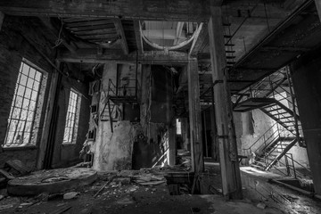 Abandoned factory in black/white