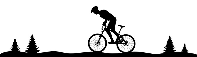 Naklejka premium Silhouette Mountainbiker Wald