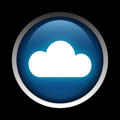 Cloud icon on a circle isolated on a black background