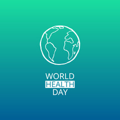 World Health Day. Vector illustration with white globe and green background