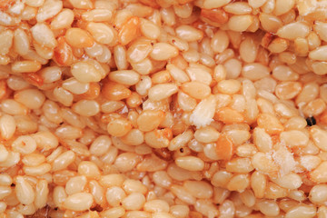 sesame seeds with honey texture