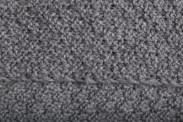 perspective view of knitted gray wool fabric, textile background.