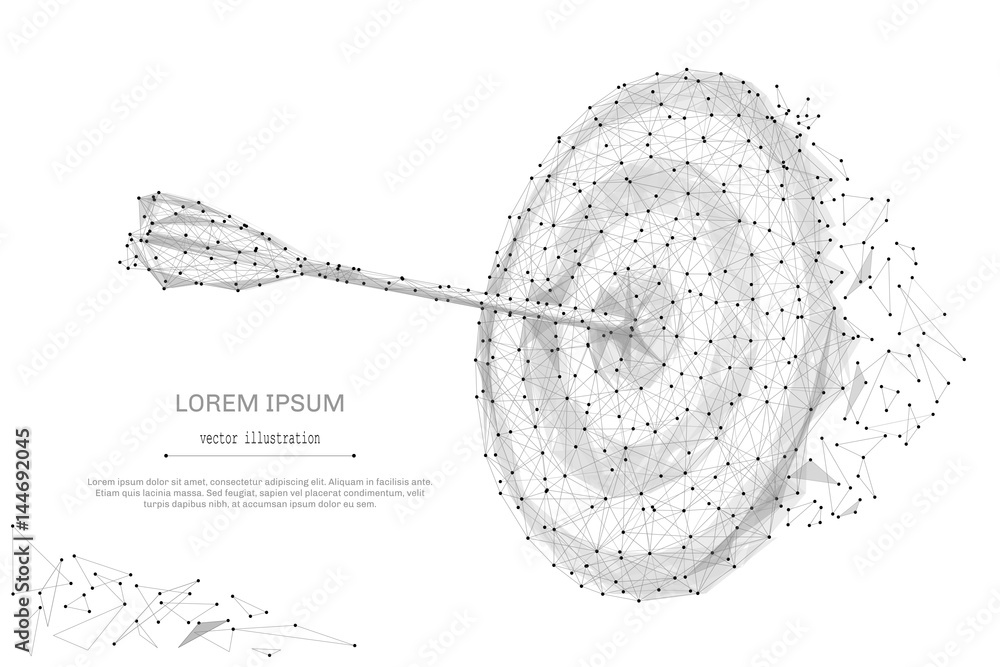 Poster abstract mash line and point target on white background with an inscription. starry sky or space, co