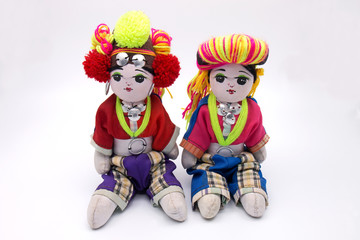 Traditional Thai Dolls on White Background