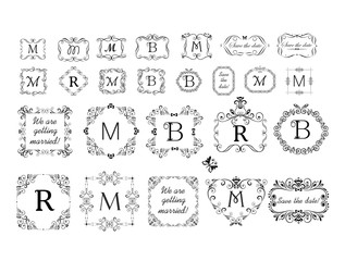 Frames and vignette collection for wedding design, menu card, restaurant, cafe, hotel, jewellery store, logo templates, monogram