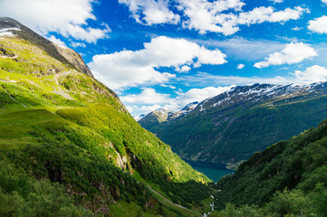 Wonderful mountains and slopes near Geirangerfjord