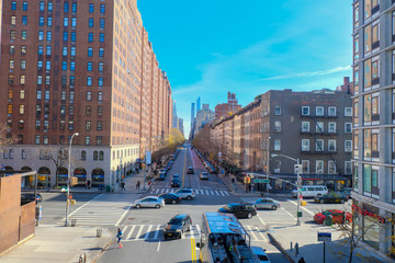 View of intersection in downtown manhattan from the high line - Powered by Adobe