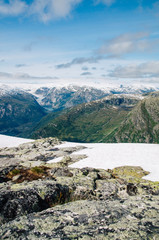 Wonderful view on mountain range with glacier