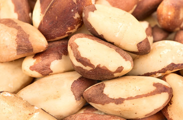 Heap of dry delicious Brazil nuts closeup