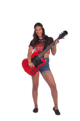 hippie woman holding a guitar