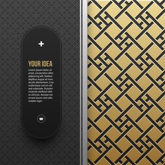 Web banner template on golden metallic background with seamless geometric pattern. Elegant luxury style.