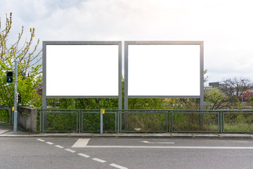 Blank Advertisement Sign City Urban Public White Isolated Clipping Path