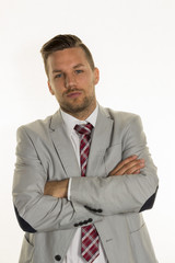 Manager vor weißem Hintergrund