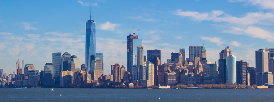 Manhattan view from liberty island, New York, USA