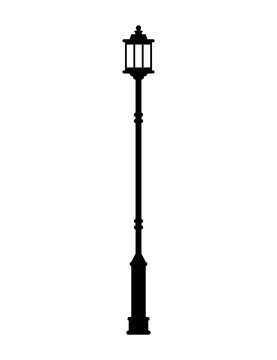 Street lamp black silhouette vector illustration