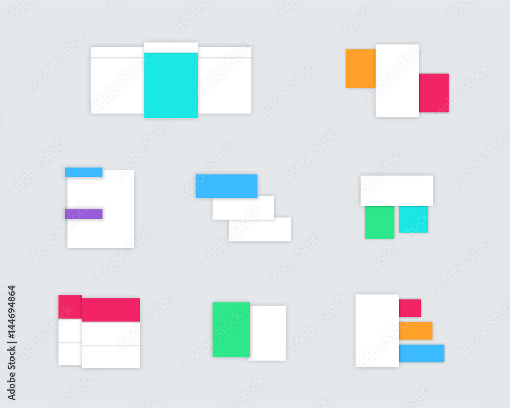 Poster set of simple colourful vector text boxes with shadows b