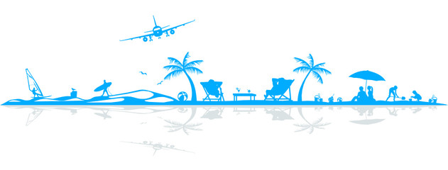 Silhouette Strand mit Palmen