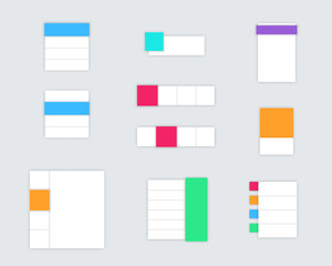 Set of Simple Colourful Vector Text Boxes With Shadows A