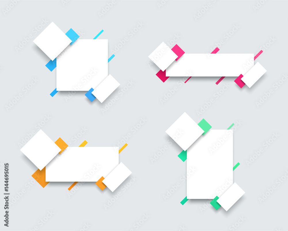 Aufkleber vector set of 4 simple colourful text box banner templates a