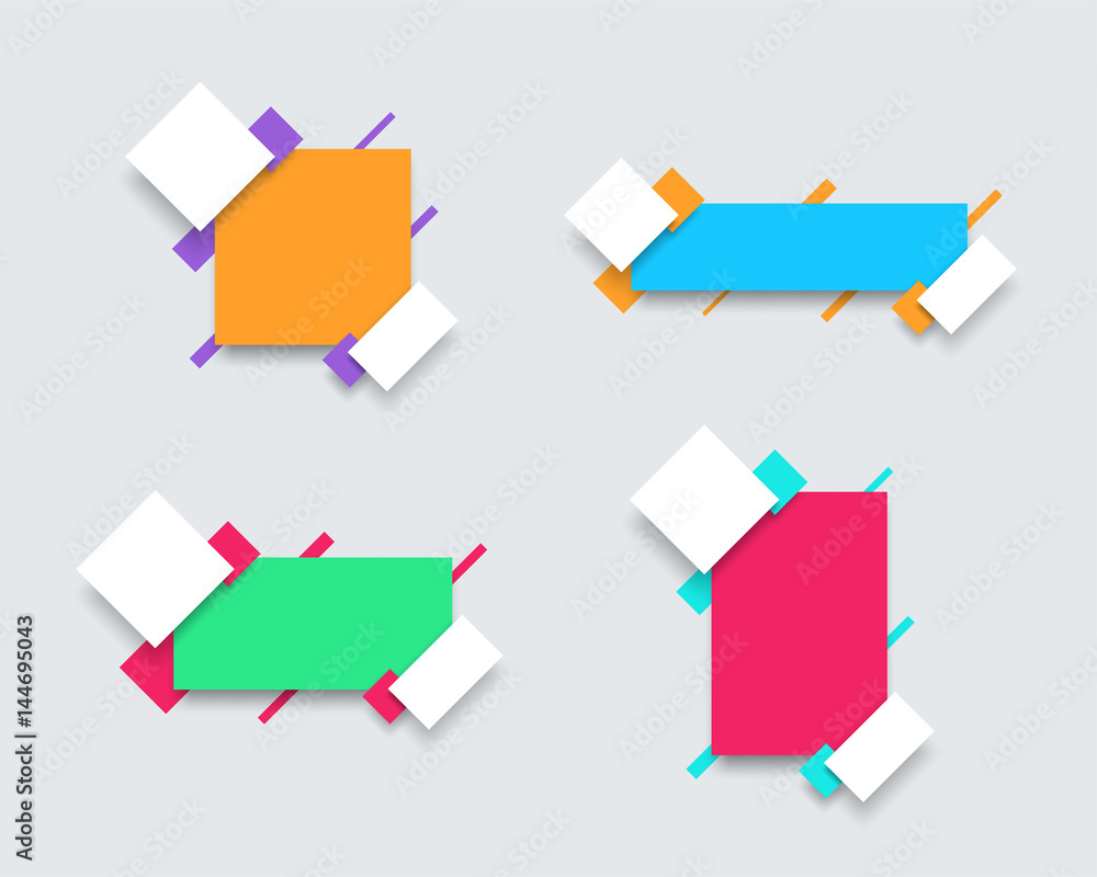 Poster vector set of 4 simple colourful text box banner templates b